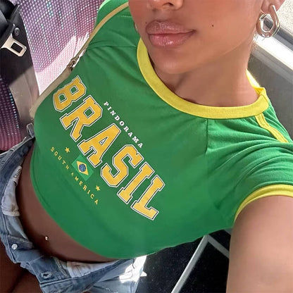 Green Brazil Crop Top