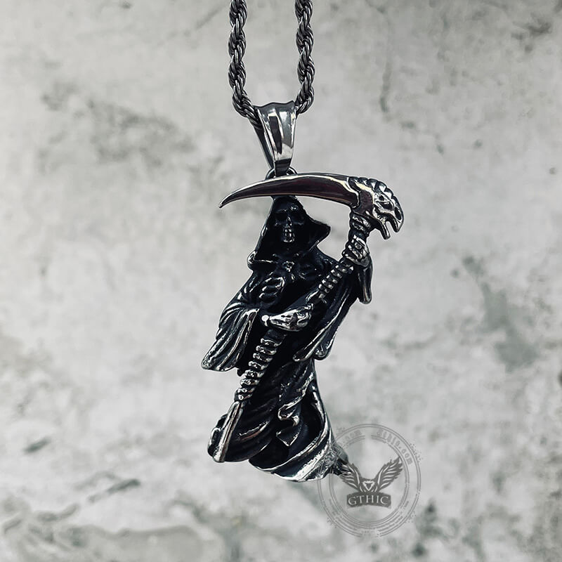 Grim Reaper Scythe Stainless Steel Pendant