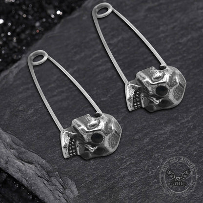 Grotesque Pin Stainless Steel Skull Earrings