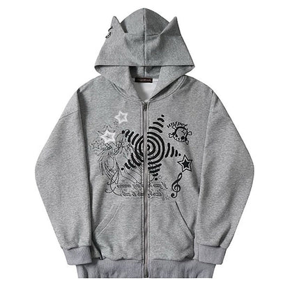 Grunge Cut-Out Shoulder Sweatshirt