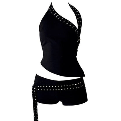 Grunge Asymmetric Top & Mini Shorts Co-Ord