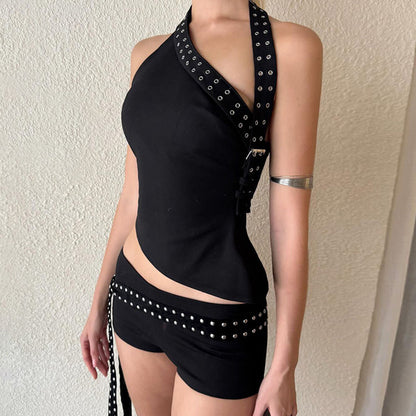 Grunge Asymmetric Top & Mini Shorts Co-Ord