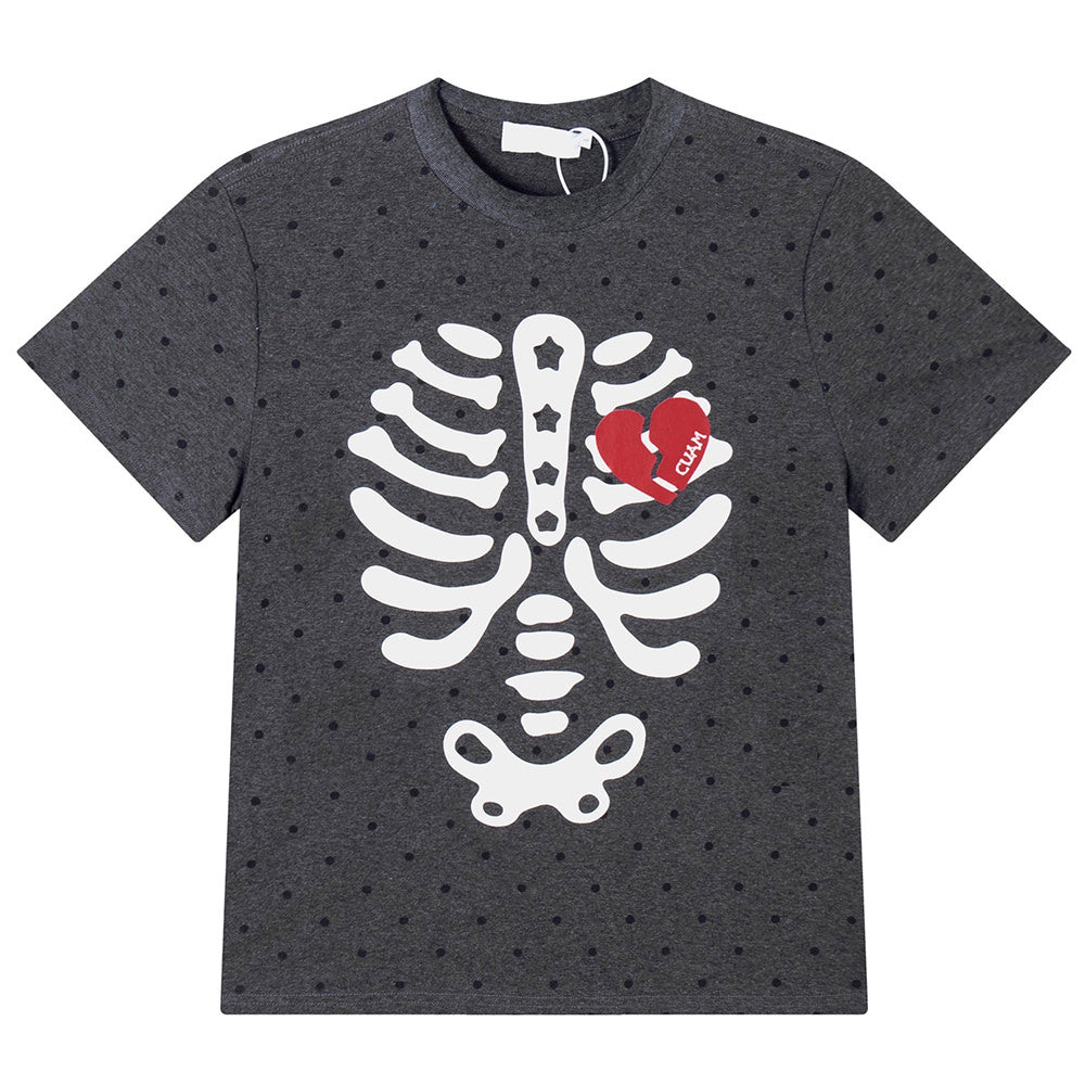 Grunge Skeleton Heart Print T-Shirt
