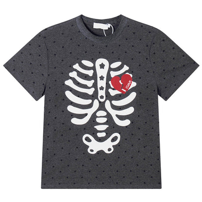Grunge Skeleton Heart Print T-Shirt
