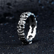 Surrounded Stainless Steel Skull Ring