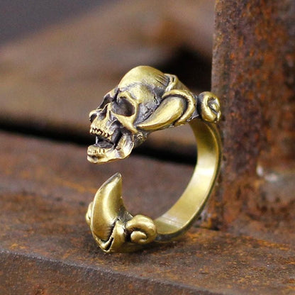 Dark Gothic Paw Brass Skull Ring