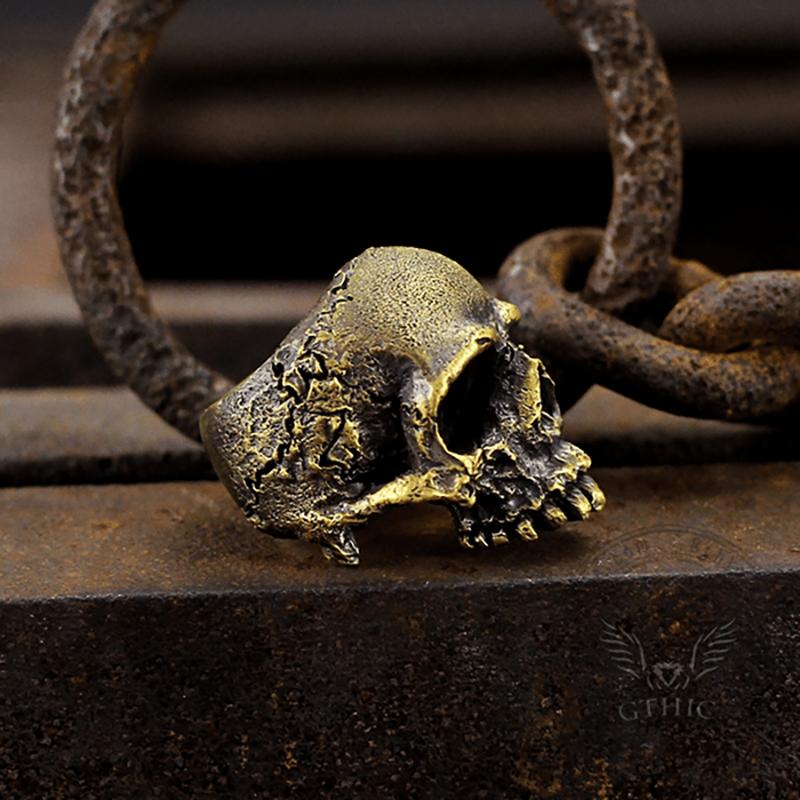 Dark Pioneer Brass Skull Ring
