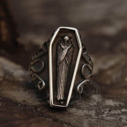 Vampire Coffin Stainless Steel Skull Ring