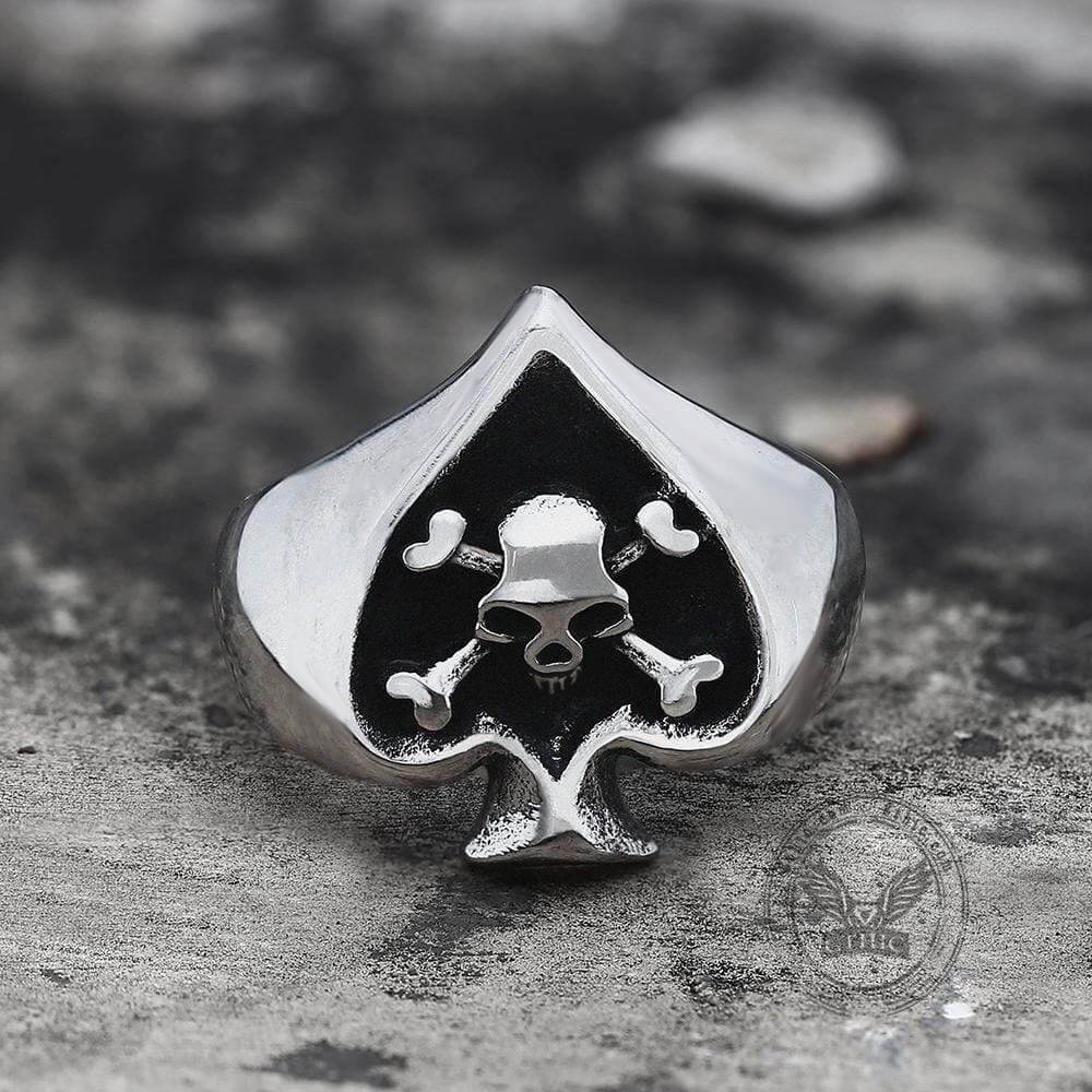 Spades Stainless Steel Skull Ring