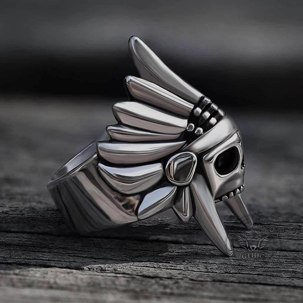 Tribal Chief Stainless Steel Skull Ring