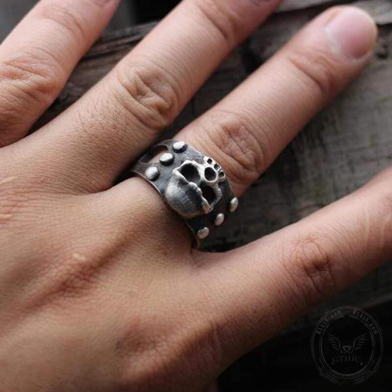 Vintage Punk Sterling Silver Skull Ring