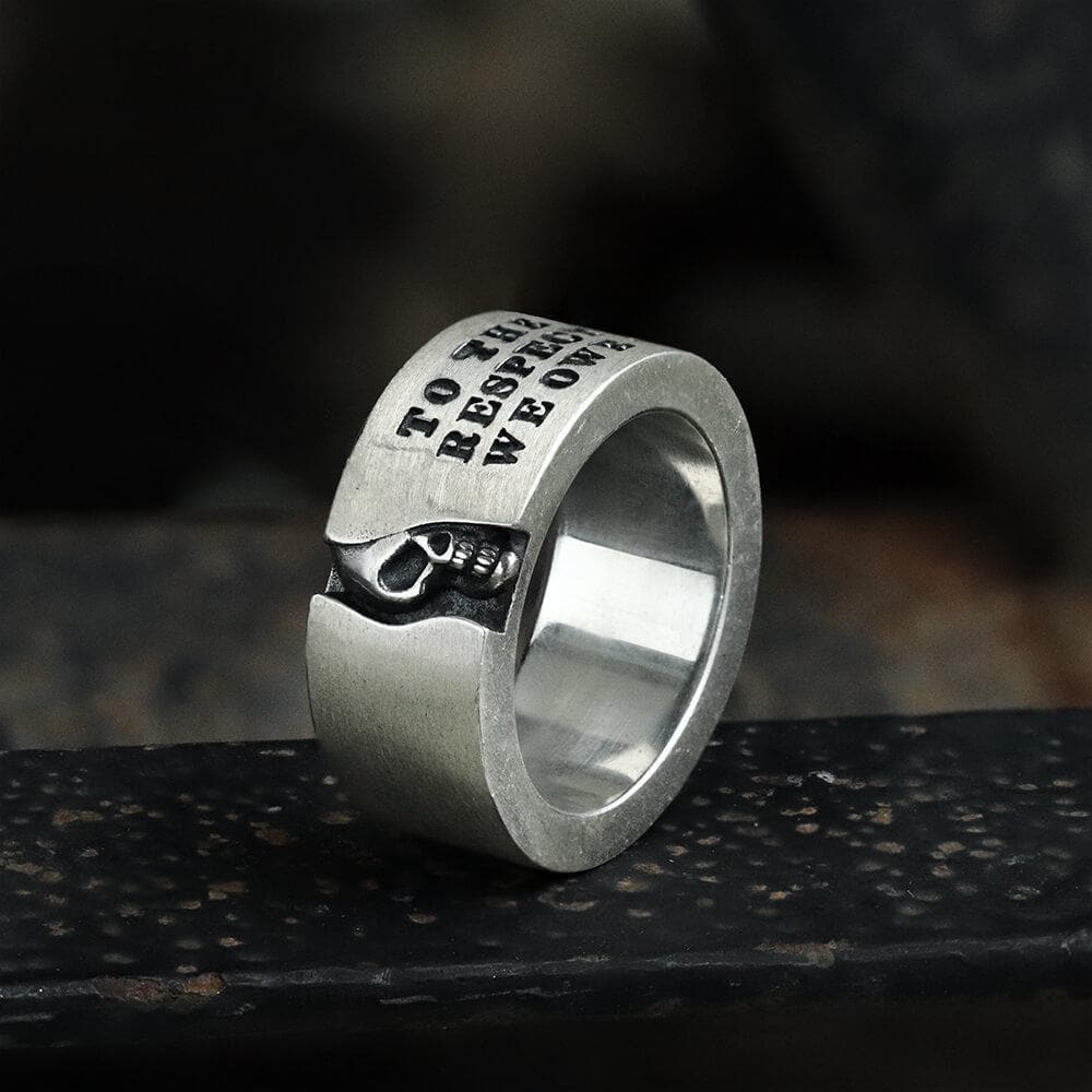 Half-Faced Skull Sterling Silver Ring