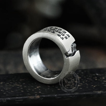 Half-Faced Skull Sterling Silver Ring