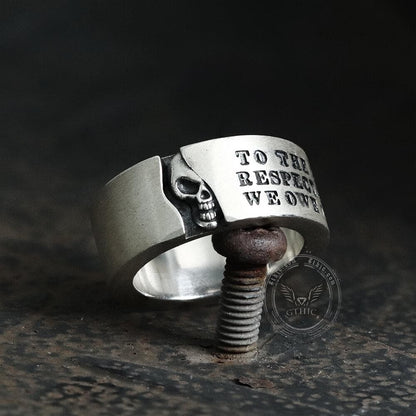 Half-Faced Skull Sterling Silver Ring