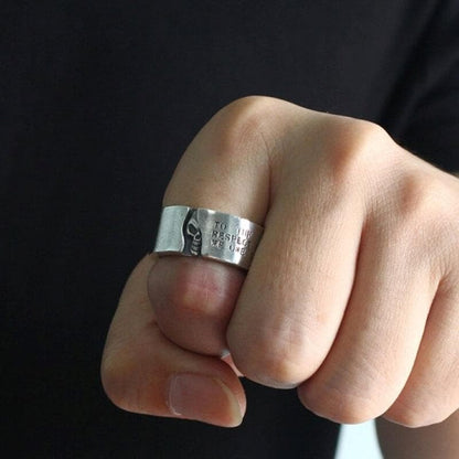 Half-Faced Skull Sterling Silver Ring