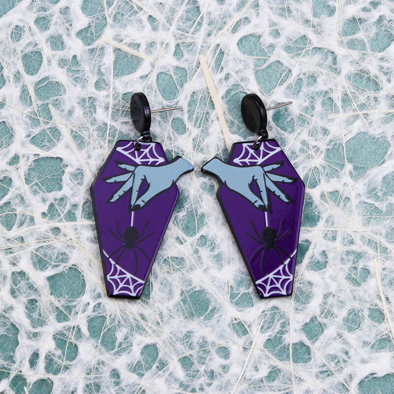 Halloween Coffin Acrylic Dangle Earrings