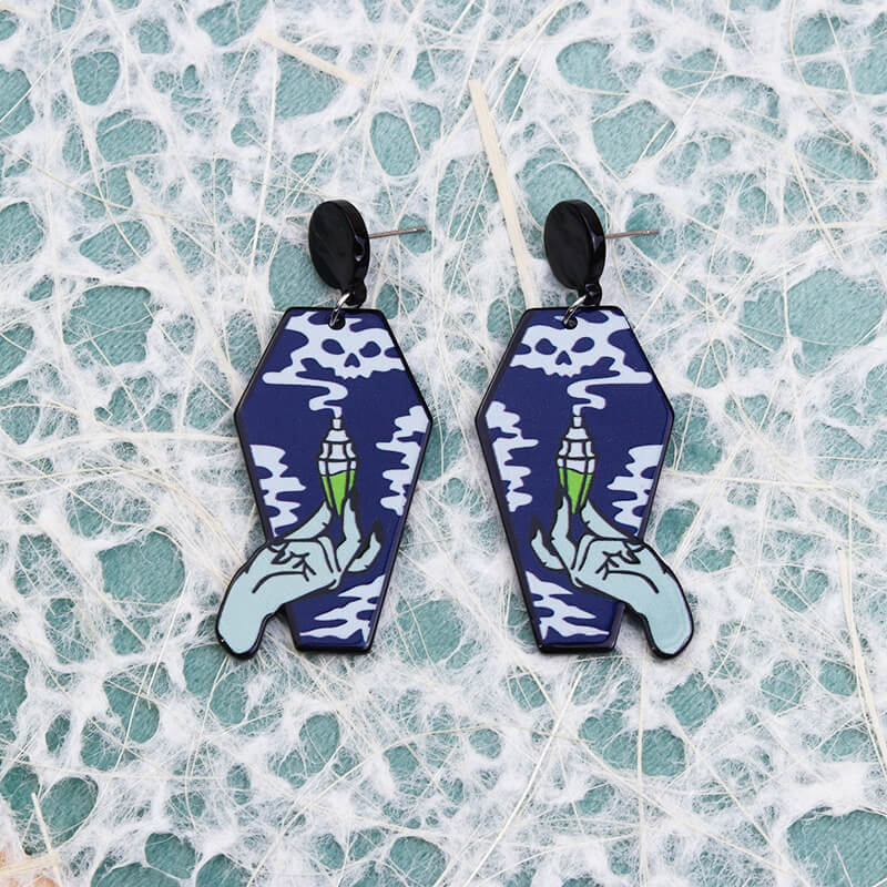 Halloween Coffin Acrylic Dangle Earrings