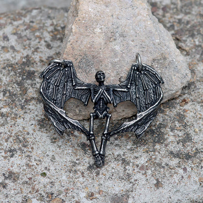 Heart Shape Skeleton Stainless Steel Skull Pendant