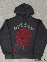 High Pile Fleece Foam Spider Print Hoodie