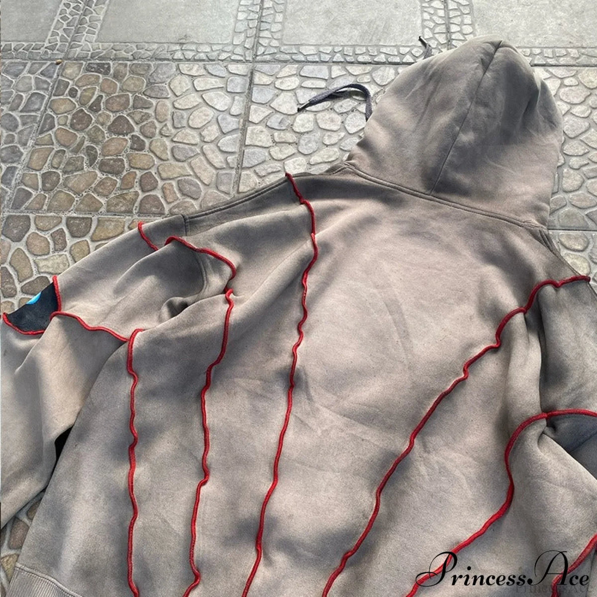 Hip-Hop Topstitch Eye Applique Hoodie