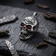 Hip-Hop Punk Red Gem Eyes Stainless Steel Skull Pendant