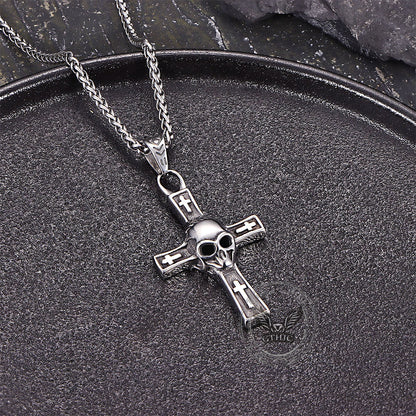 Hip Hop Skull Cross Stainless Steel Pendant