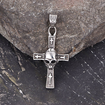 Hip Hop Skull Cross Stainless Steel Pendant