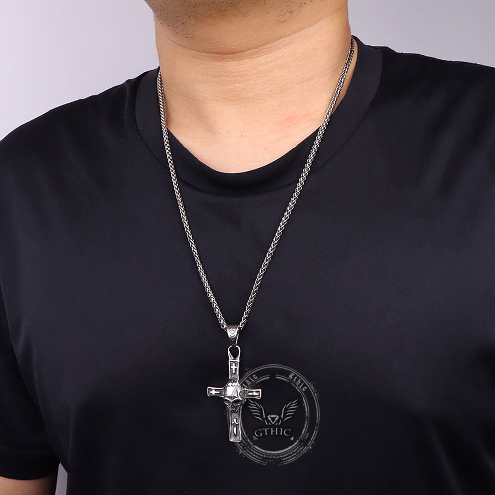 Hip Hop Skull Cross Stainless Steel Pendant