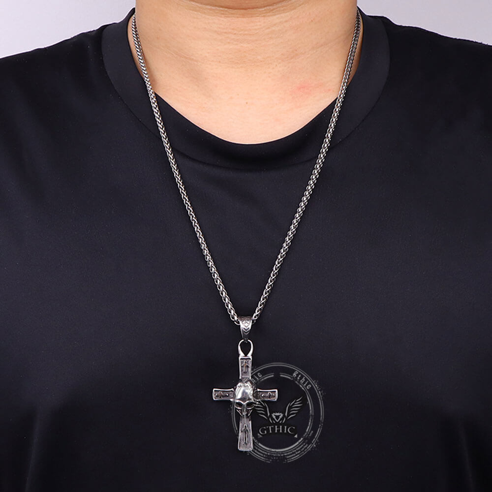 Hip Hop Skull Cross Stainless Steel Pendant