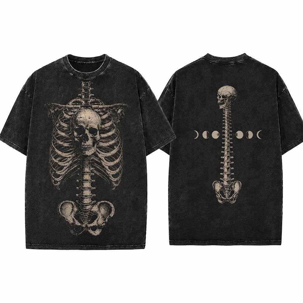 Human Ribcage Skull Vintage Washed T-Shirt