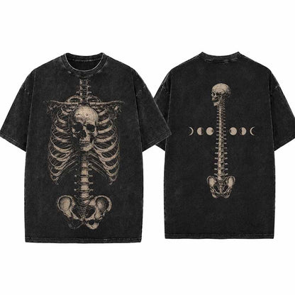 Human Ribcage Skull Vintage Washed T-Shirt