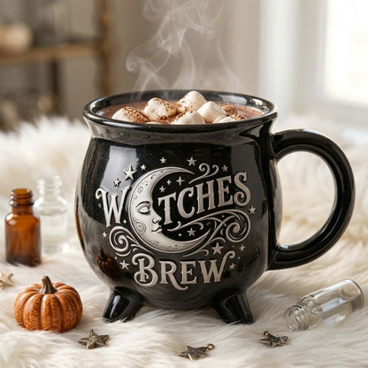 Witches Brew Cauldron Mug Celestial Moon