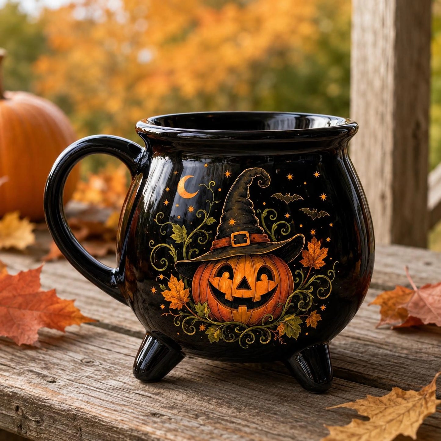 Pumpkin Witch Cauldron Ceramic Mug