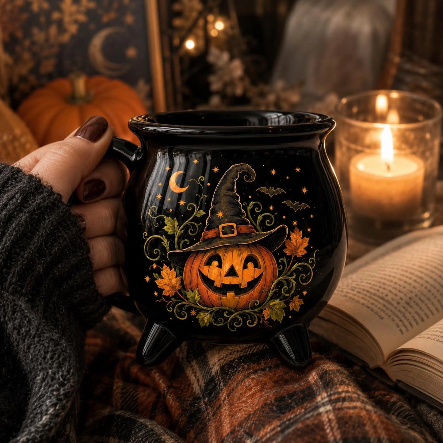 Pumpkin Witch Cauldron Ceramic Mug