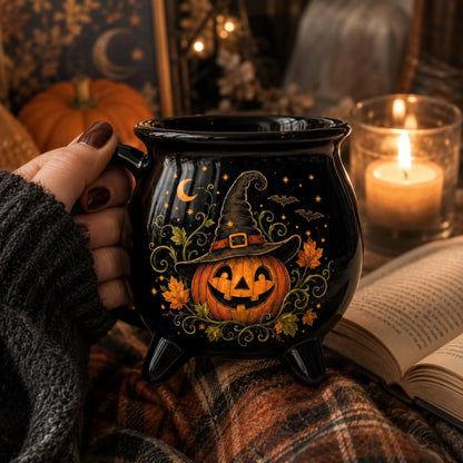Pumpkin Witch Cauldron Ceramic Mug
