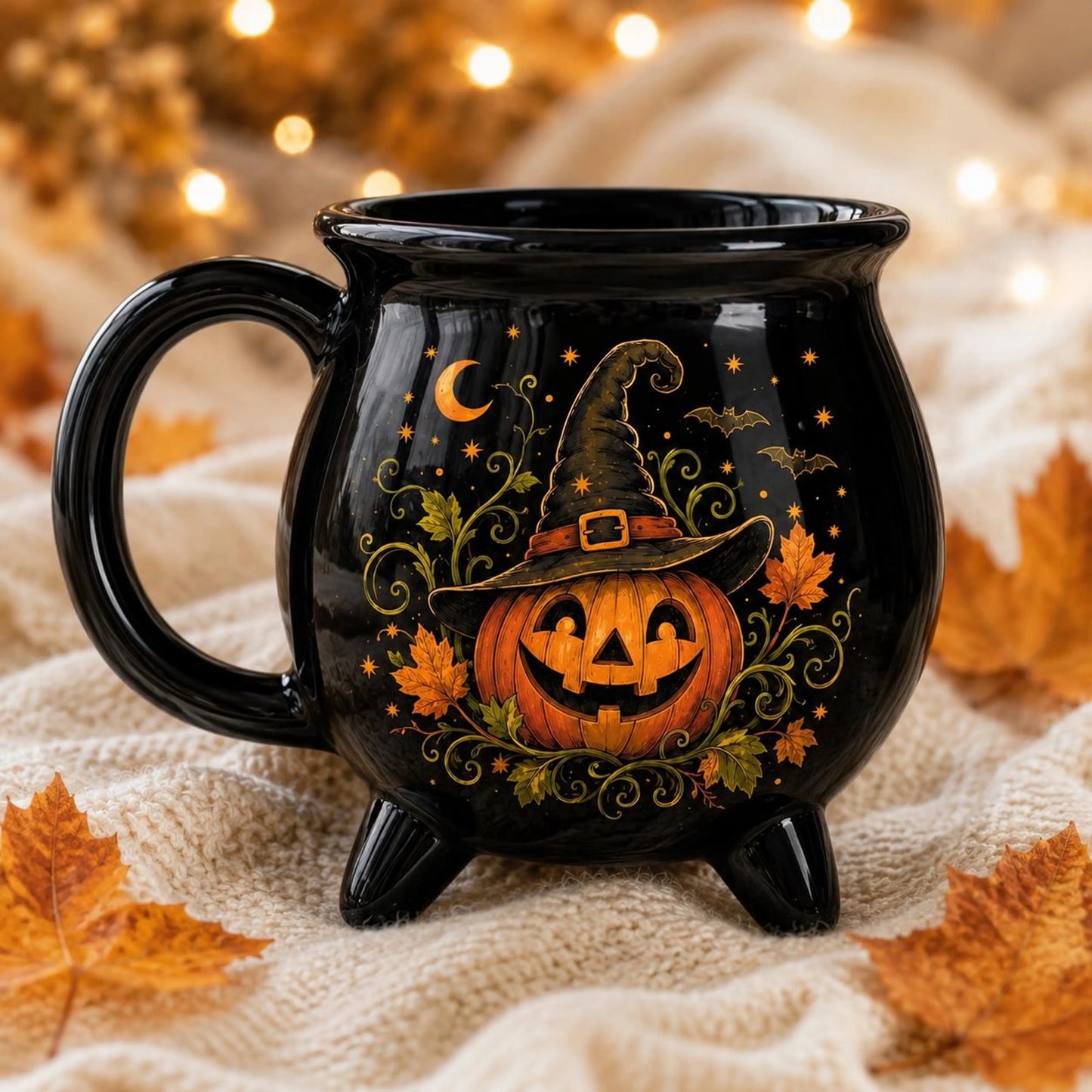 Pumpkin Witch Cauldron Ceramic Mug
