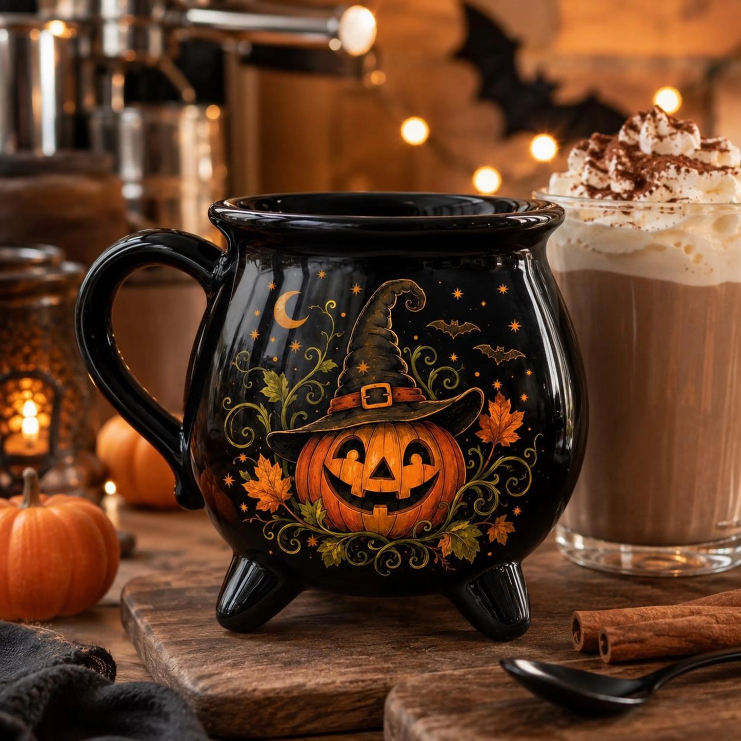 Pumpkin Witch Cauldron Ceramic Mug