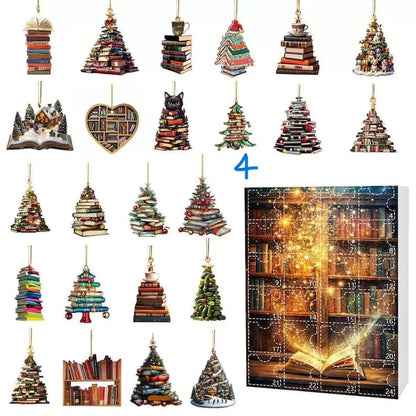 Book Lover Advent Calendar 2025 24 Days Reading-Themed Acrylic Ornaments | Bookish Christmas Countdown Box | Gift for Readers