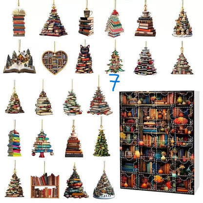 Book Lover Advent Calendar 2025 24 Days Reading-Themed Acrylic Ornaments | Bookish Christmas Countdown Box | Gift for Readers