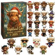 Highland Cow Advent Calendar 2025, 24 Day Scottish Cattle Figurines, Cute Farm Animal Christmas Decor, Unique Cow Lover Gift