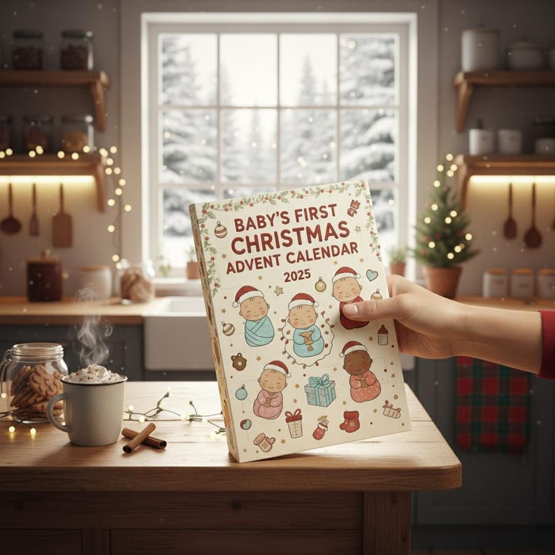 Baby's First Christmas Advent Calendar 2025, Custom Name Baby Advent, 24 Days Blind Box Gift for Newborn, Holiday Keepsake Box