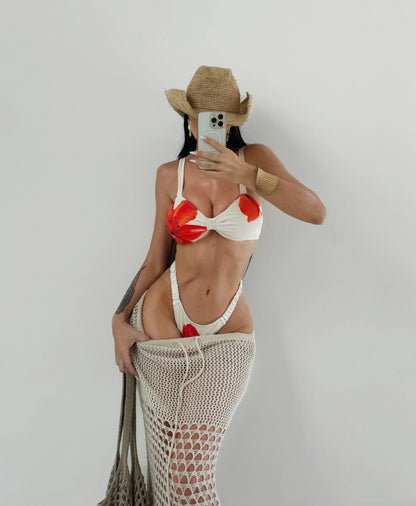 Floral Ruched High-Leg Bikini Set