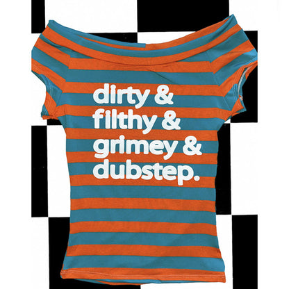 Dubstep Dirty Filthy Grimey Striped Crop Top