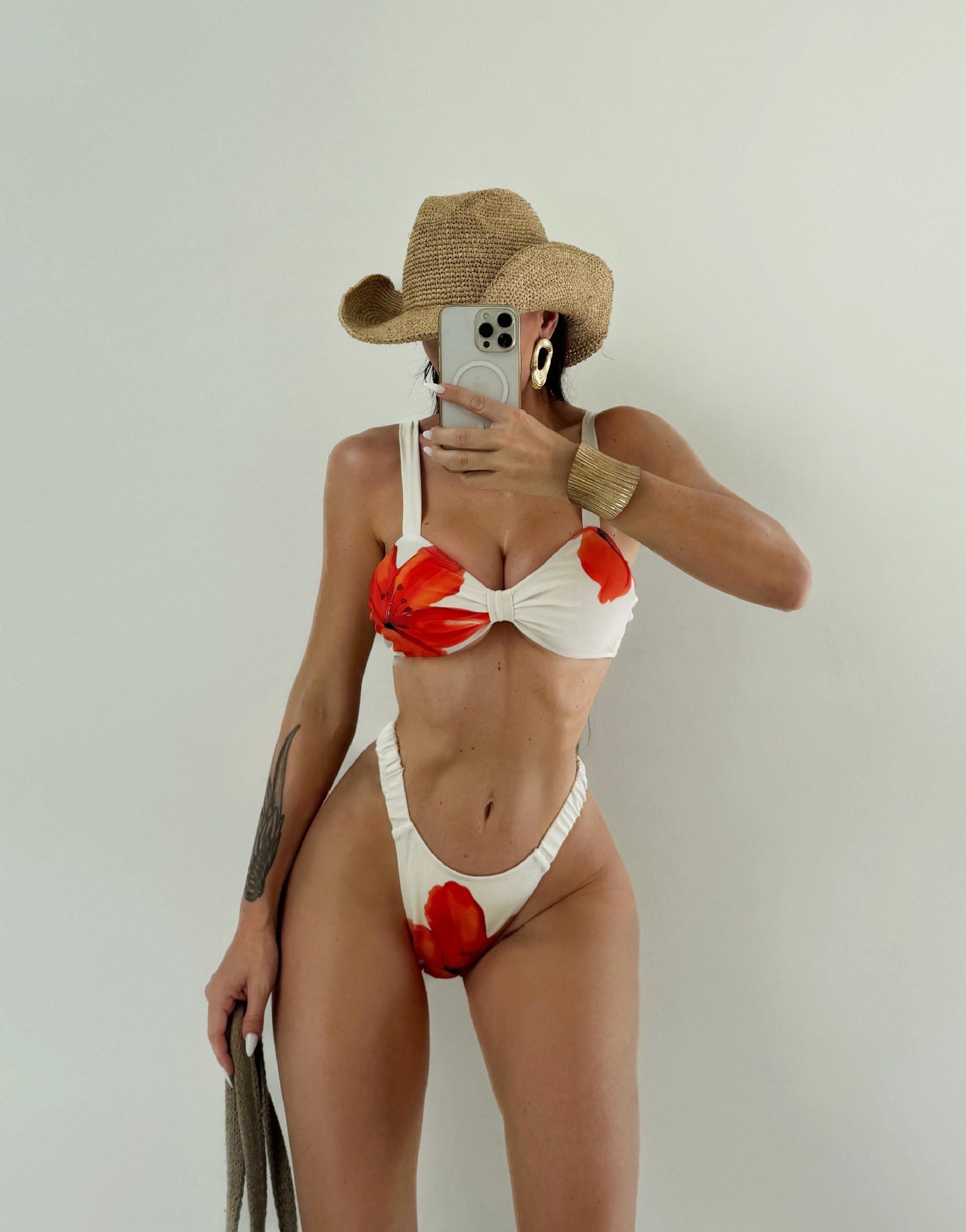 Floral Ruched High-Leg Bikini Set