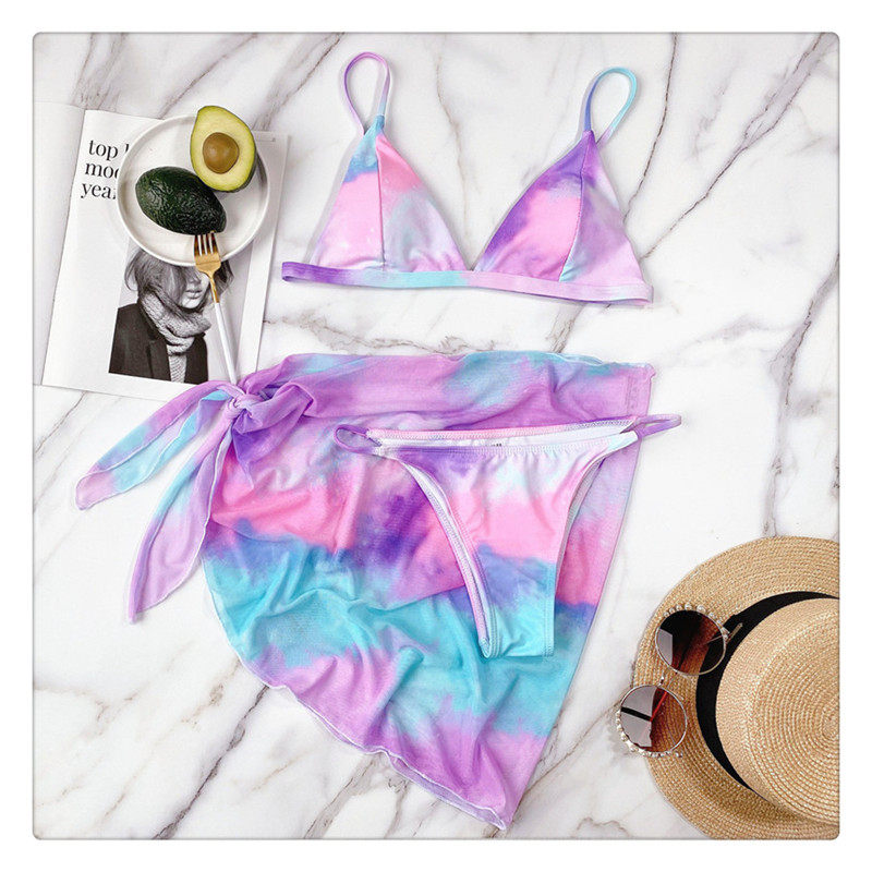 Tie-Dye Triangle Bikini with Matching Sarong