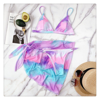 Tie-Dye Triangle Bikini with Matching Sarong