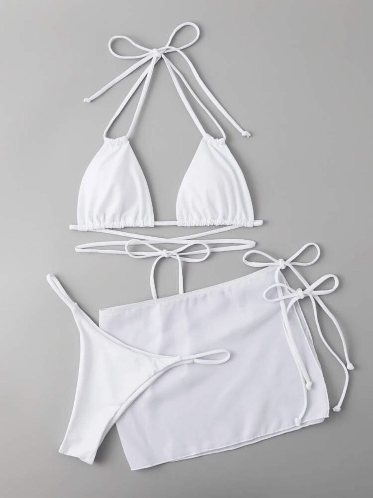 Black Wrap Around Bikini with Sheer Mesh Mini Skirt