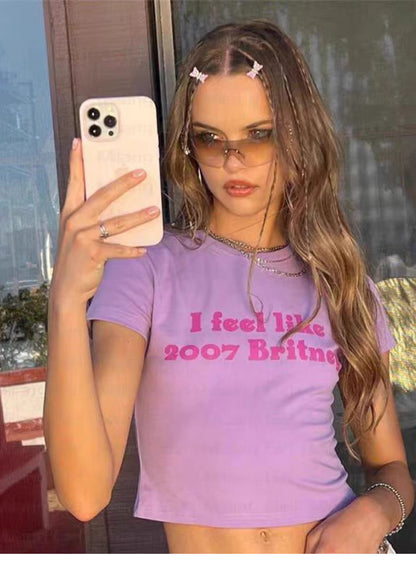 I Feel Like 2007 Britney Purple Graphic Baby Tee