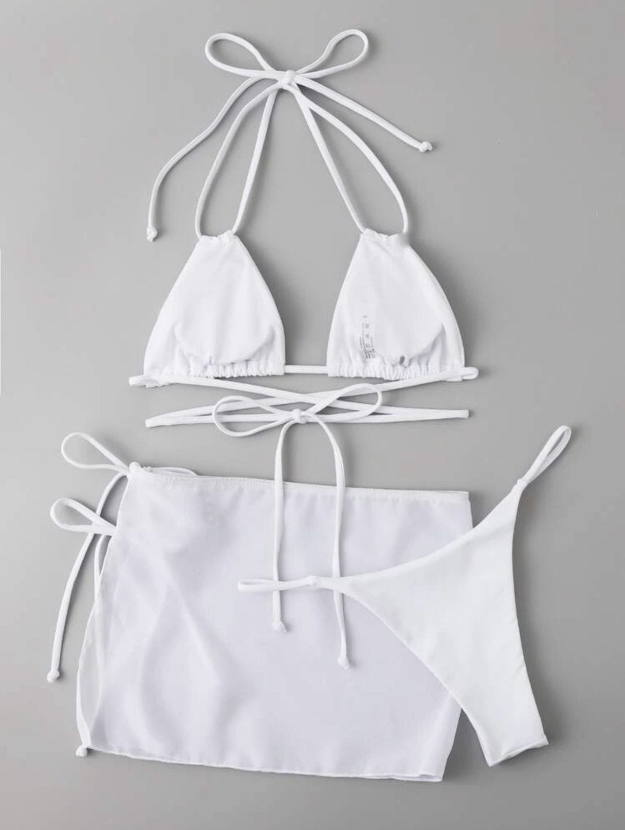 Black Wrap Around Bikini with Sheer Mesh Mini Skirt