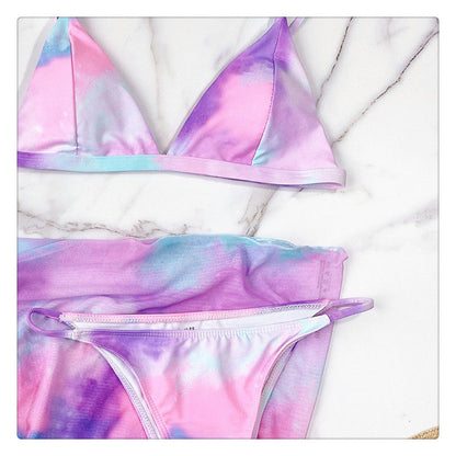 Tie-Dye Triangle Bikini with Matching Sarong